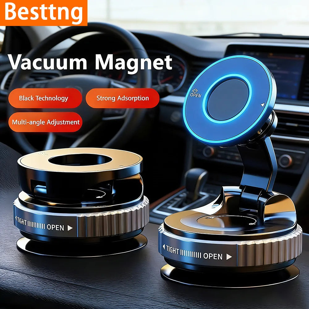 Vacuum Strong Magnetic Phone Holder Foldable Design 360° Adjustable Vacuum Car Mount For Cell Phone For phone Live Stream New